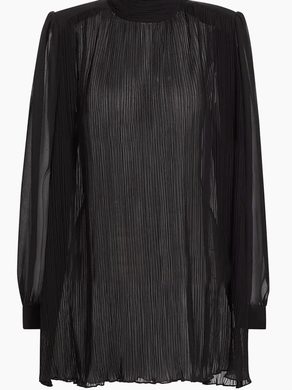 Frame Denim Black Pleated Long Sleeve Blouse